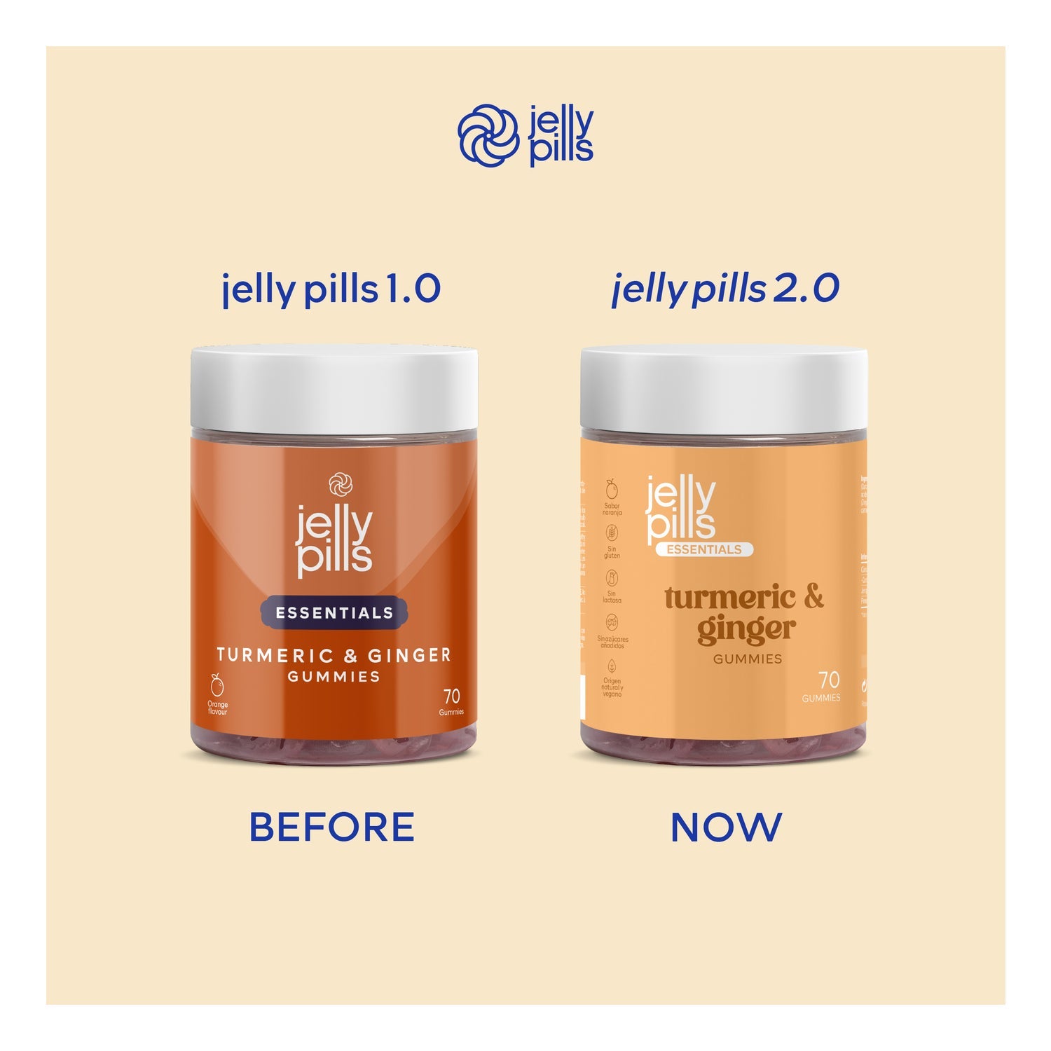 Jelly Pills® Essentials Turmeric & Ginger Gummies 70uds