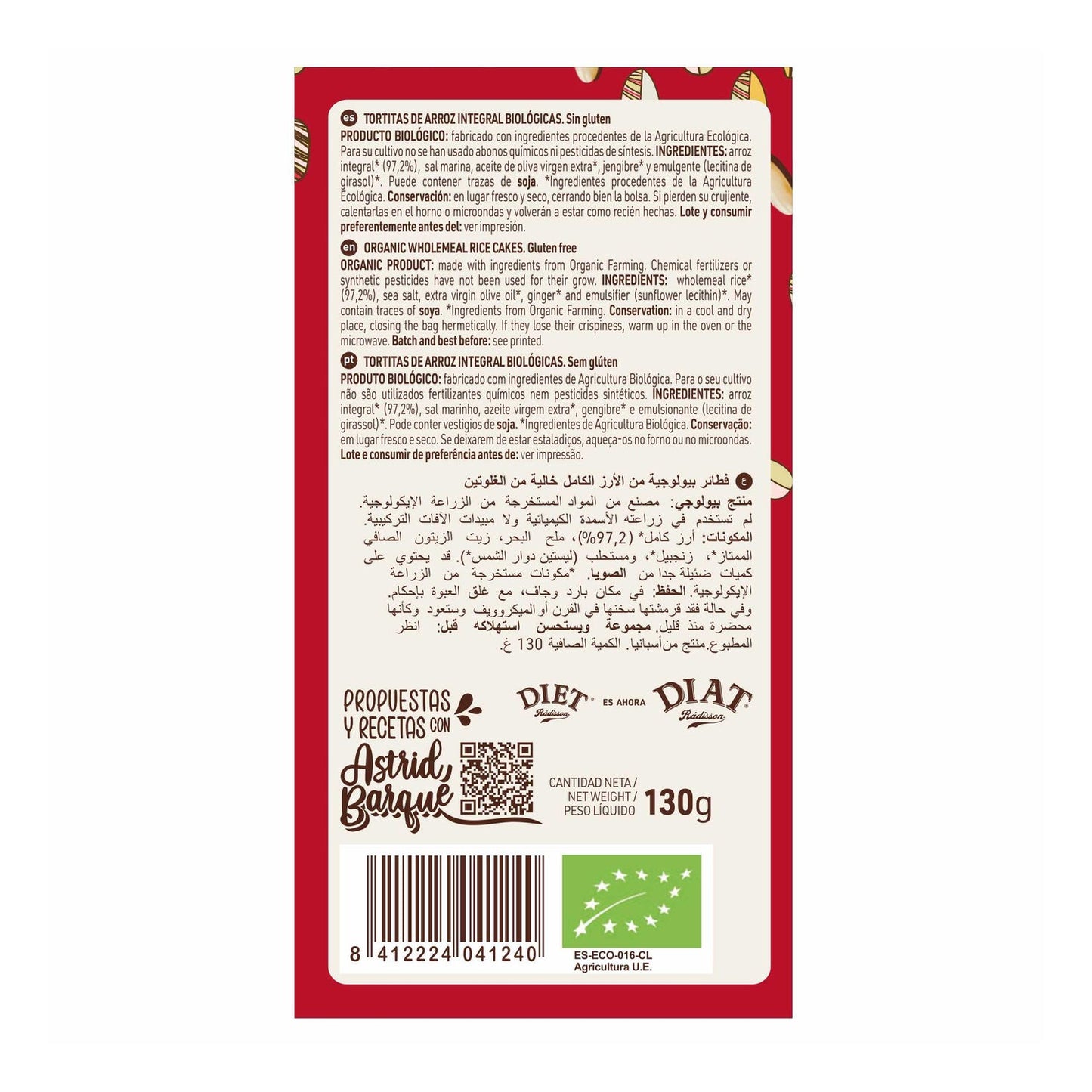 Diet Radisson Tortas de Arroz Bio Sin Gluten 130g