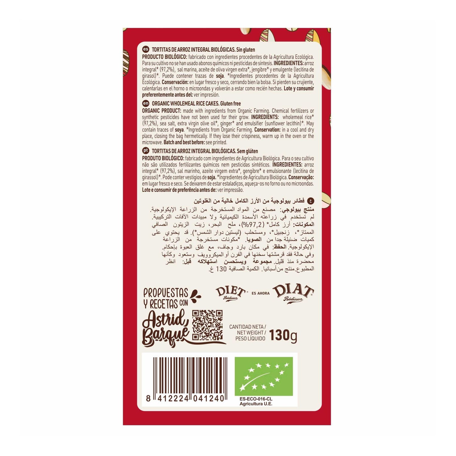 Diet Radisson Tortas de Arroz Bio Sin Gluten 130g