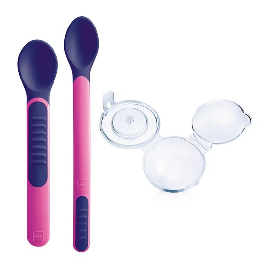 Mam Heat Sensitive Spoon & Cover Cuchara Sensible Rosa 2 uds