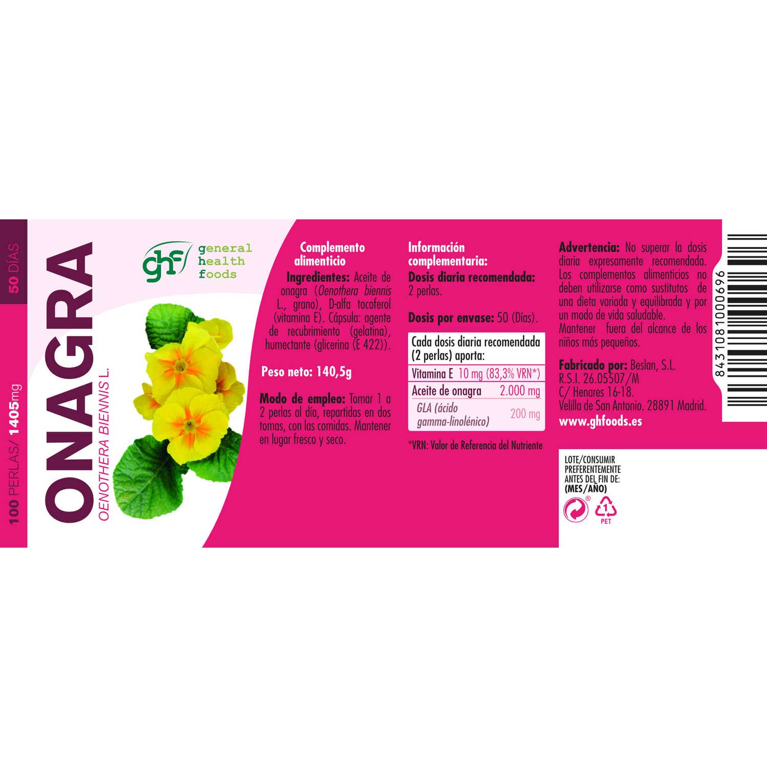 GHF Onagra 1000mg 100 perlas