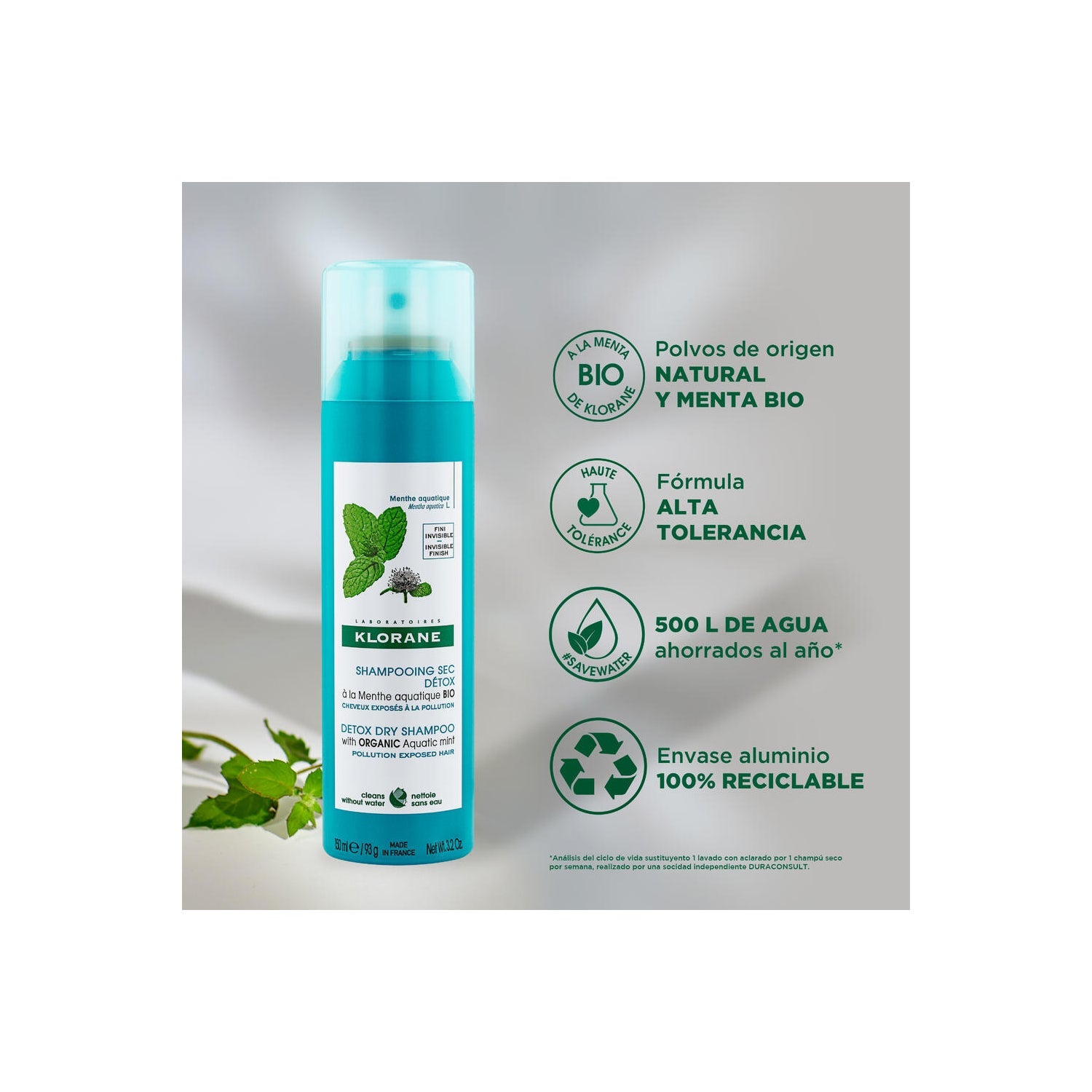Klorane Champú Seco a la Menta Acuática 150ml