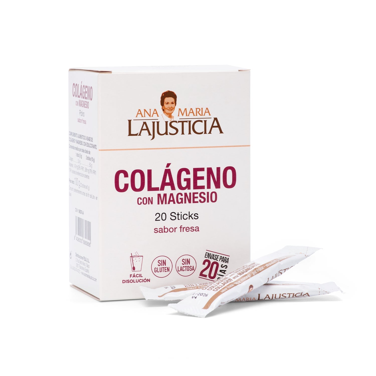 Ana Maria Lajusticia Colágeno con Magnesio Sabor Fresa 20 Sticks