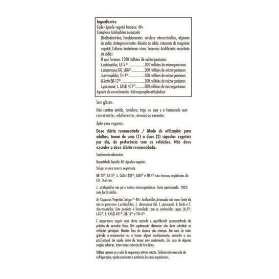 Solgar Advanced 40+ Acidophilus 60vcaps