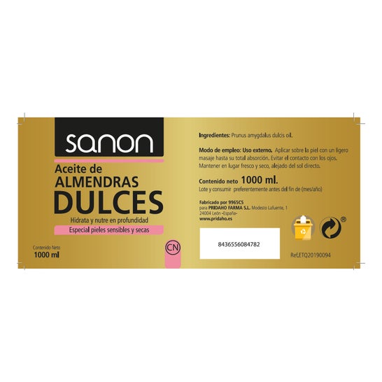 Sanon Aceite de Almendras Dulces 1000 ml