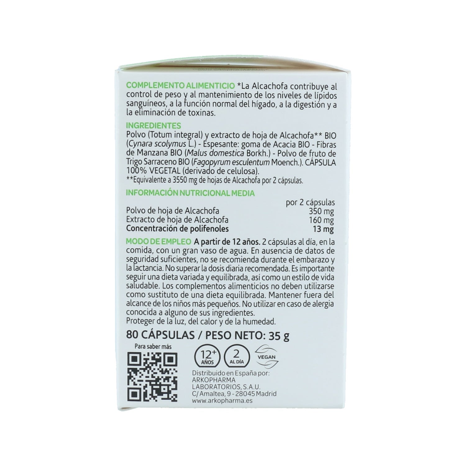 Arkopharma Arkocápsulas Alcachofa BIO 80caps