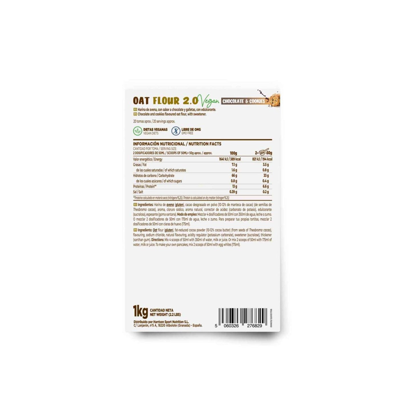HSN Harina de Avena Instantánea 2.0 Chocolate y Galletas 1kg