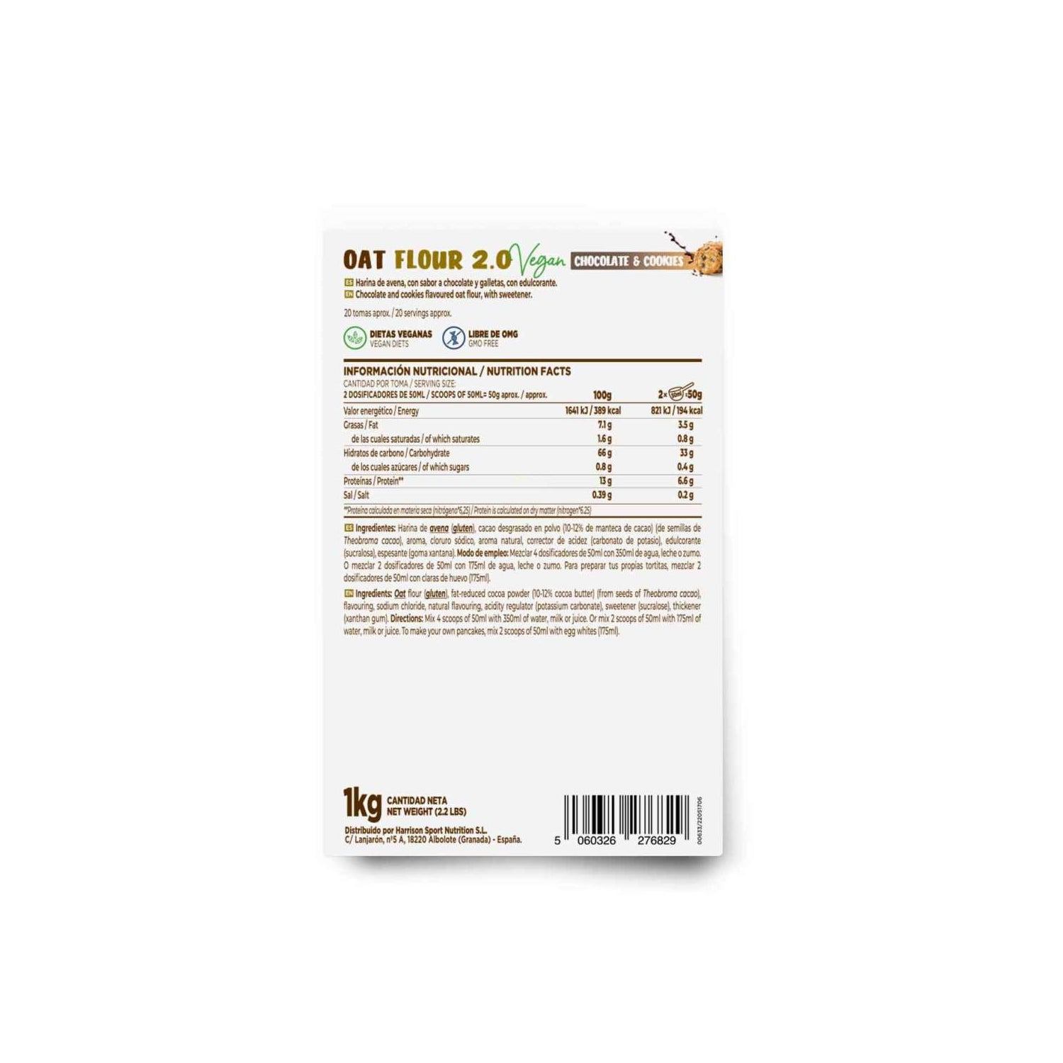 HSN Harina de Avena Instantánea 2.0 Chocolate y Galletas 1kg
