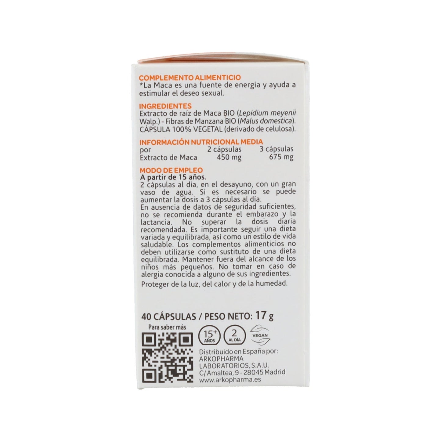 Arkopharma Arkocápsulas Maca BIO 40caps