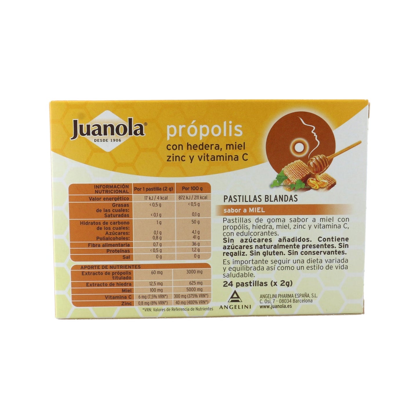 Juanola Propolis Con Hedera Sabor Miel 24 Unidades