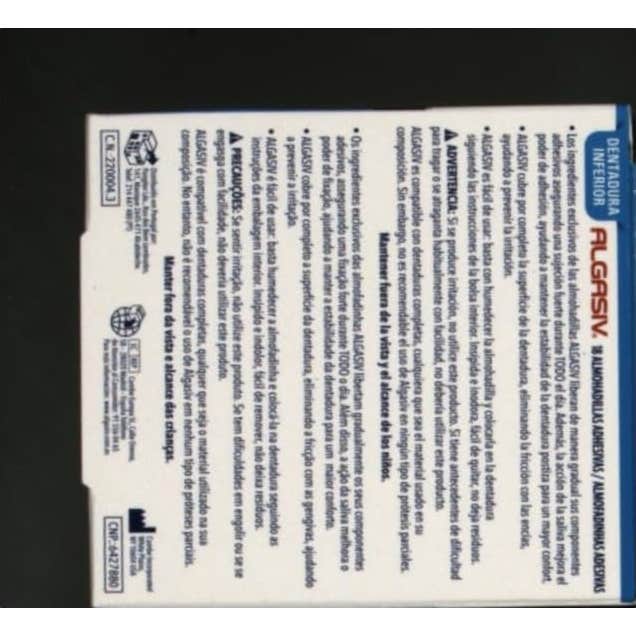 Algasiv Almohadillas Adhesivas Protesis Inferior 18uds