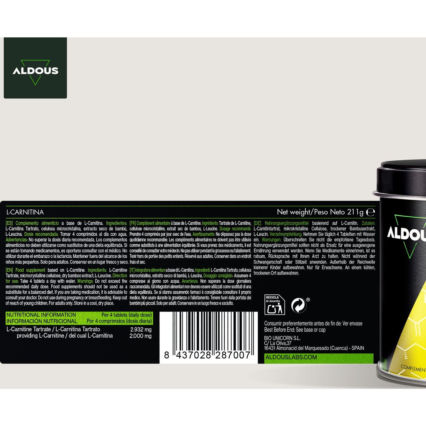 Aldous Bio L-Carnitina 2000mg 200comp