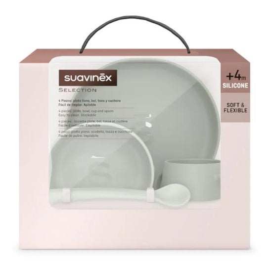 Suavinex Vajilla Silicona Soft & Flexible Mint 4uds