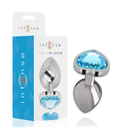 Intense Anal Plug Corazón Cristal Azul Talla M 1ud