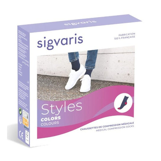 Sigvaris Style Color 2 Calcetín Mujer Negro y Turquesa L N 1 Par