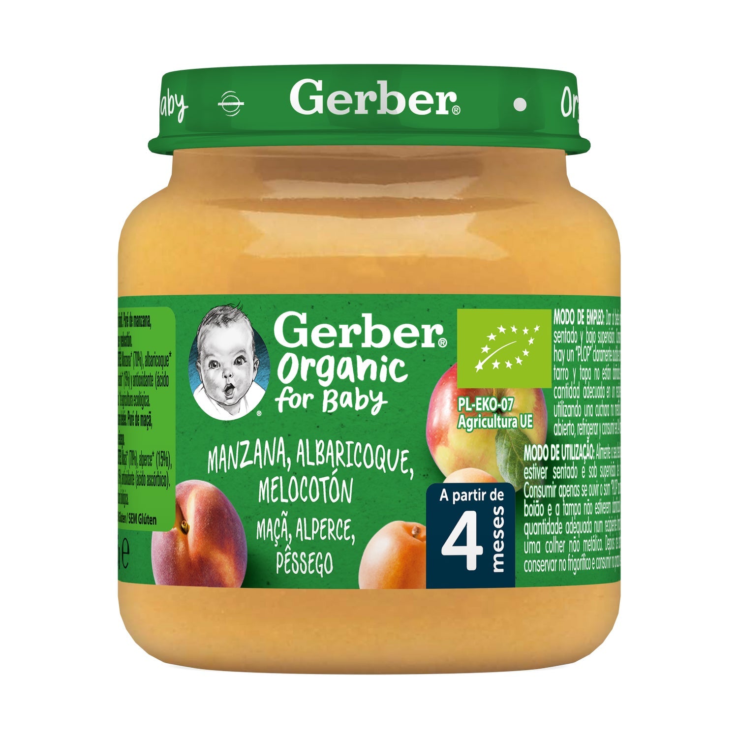 Gerber Organic Manzana, Albaricoque y Melocotón 125g