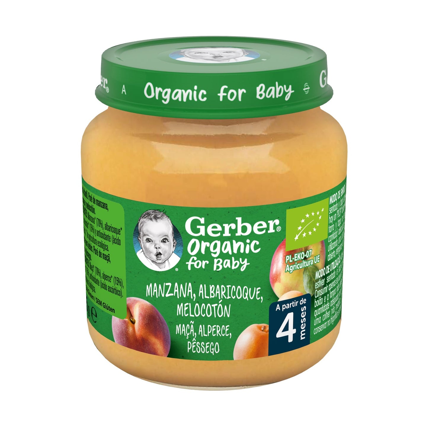 Gerber Organic Manzana, Albaricoque y Melocotón 125g