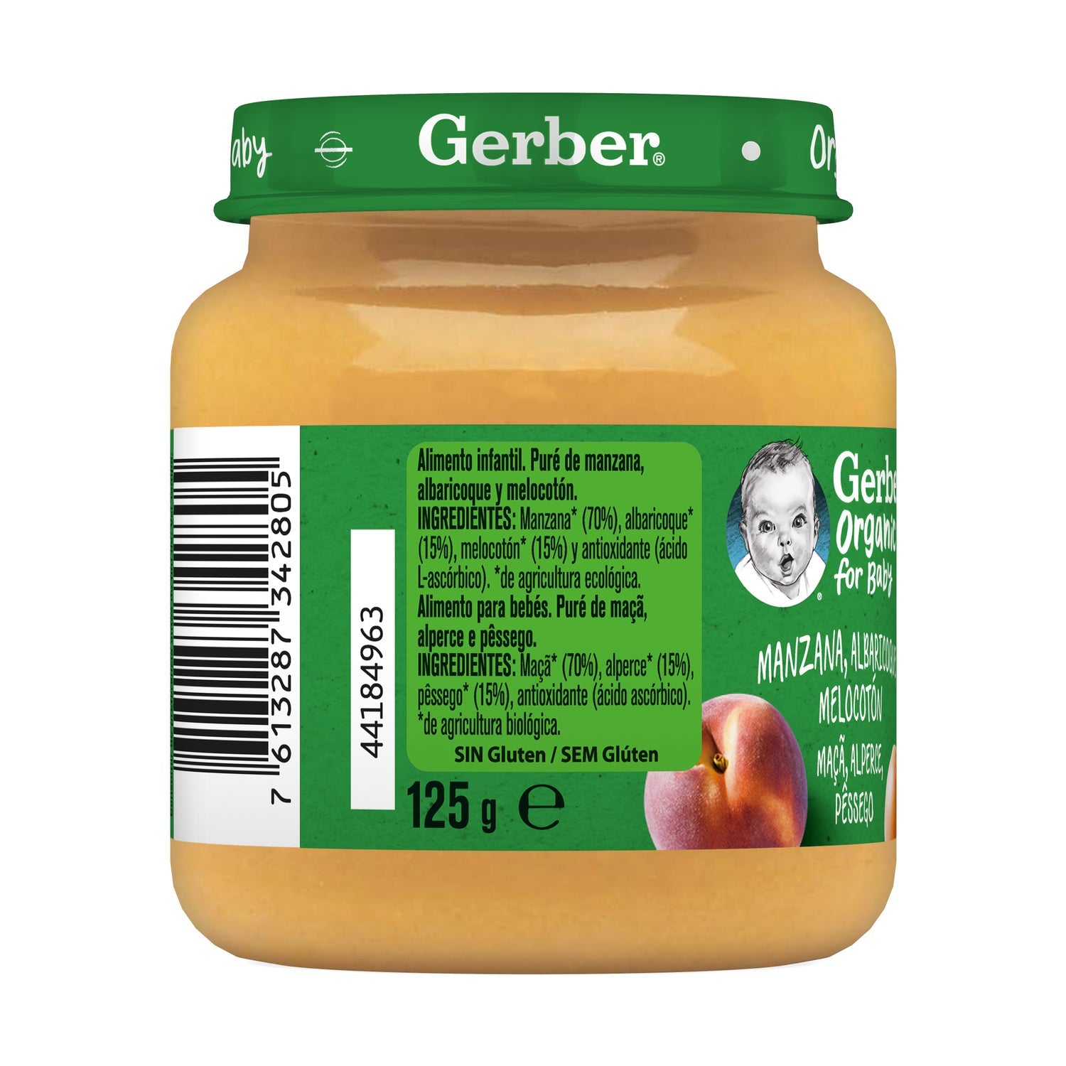 Gerber Organic Manzana, Albaricoque y Melocotón 125g