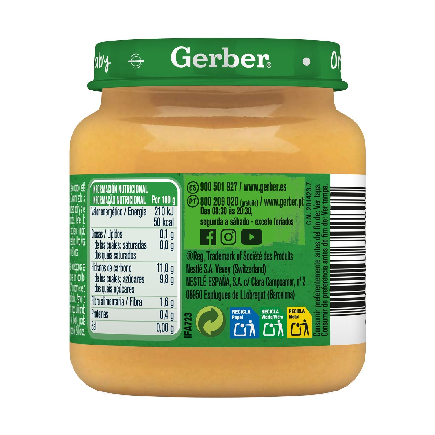 Gerber Organic Manzana, Albaricoque y Melocotón 125g