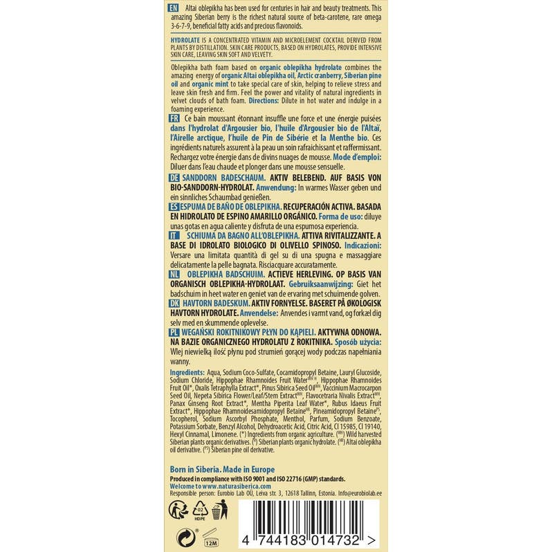 Natura Sibérica Oblepikha Active Recovery Badschaum 550ml