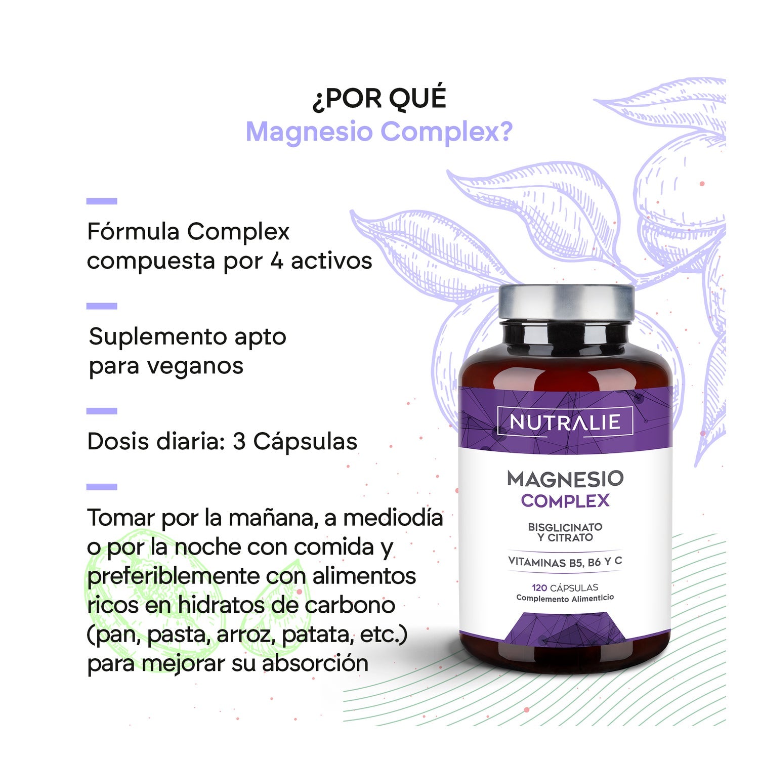 Nutralie Magnesio Complex + Bisglicinato y Citrato 120caps
