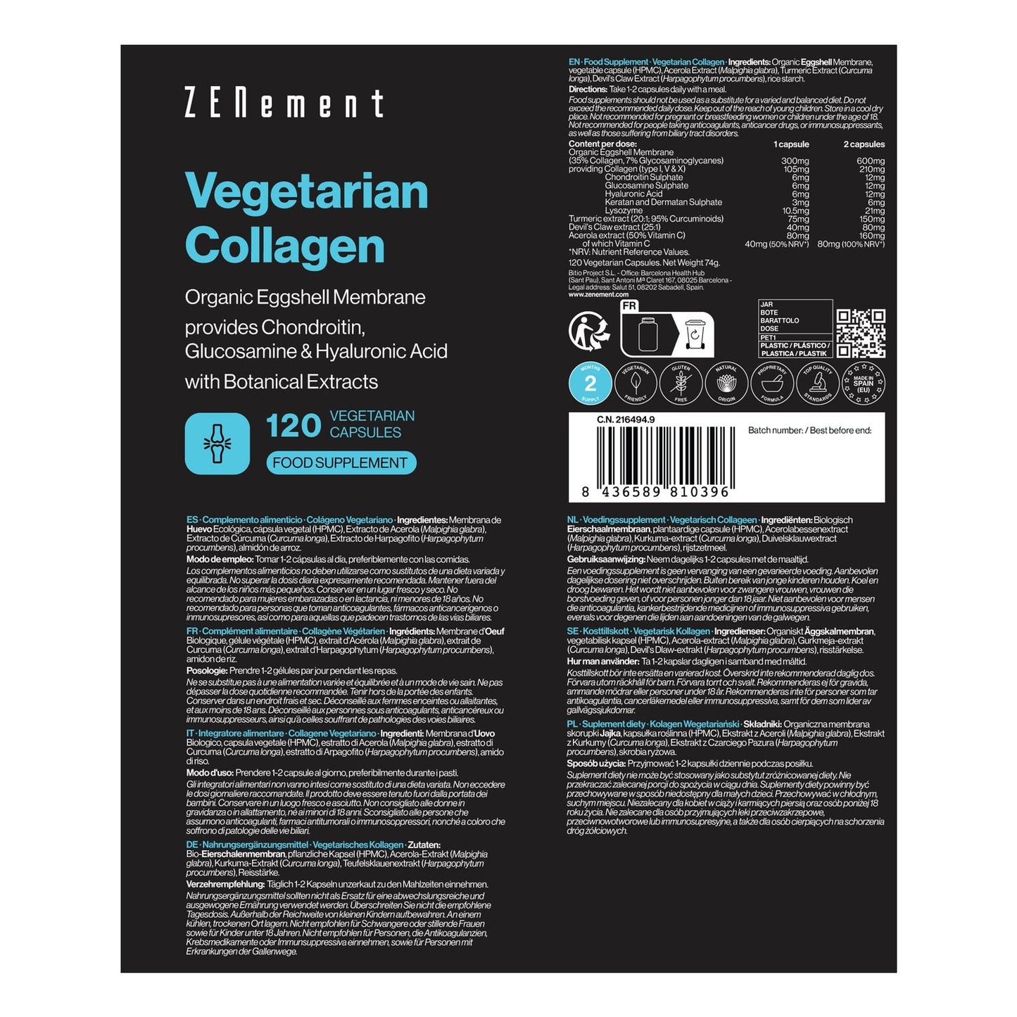 Zenement Colágeno Vegetariano 120vcaps