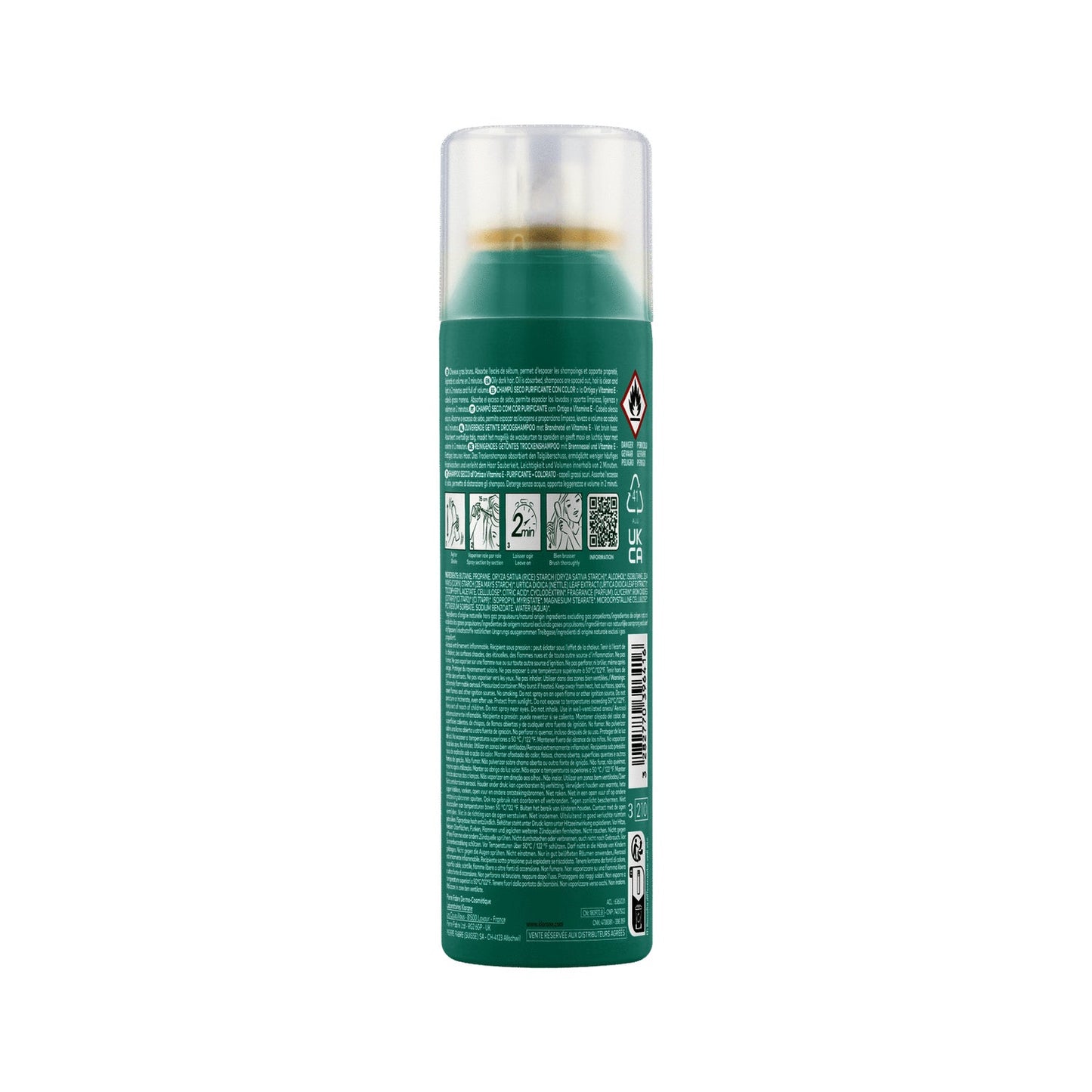Klorane Champú Seco a la Ortiga Cabello Castaño 150ml