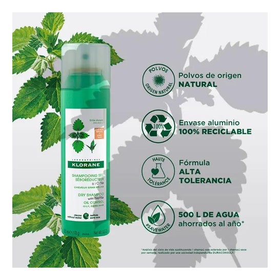 Klorane Champú Seco a la Ortiga Cabello Castaño 150ml