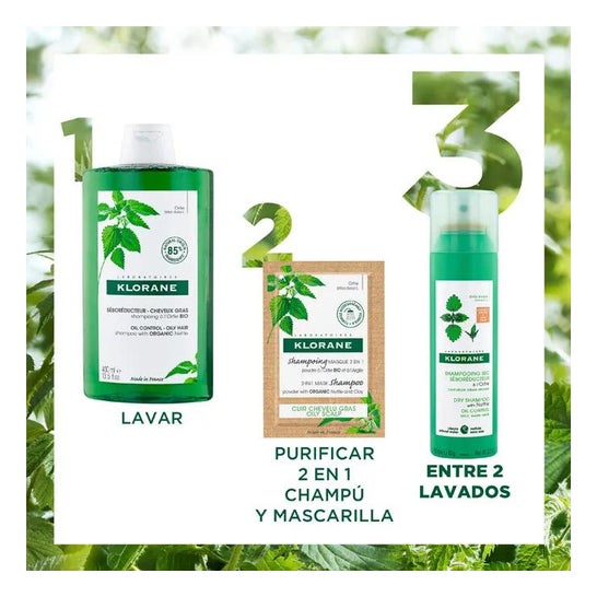 Klorane Champú Seco a la Ortiga Cabello Castaño 150ml