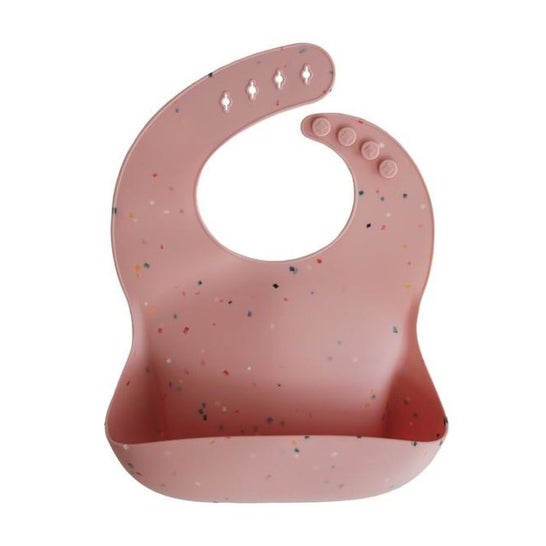 Mushie Babero Silicona Print Powdwe Pink Confeti 1ud