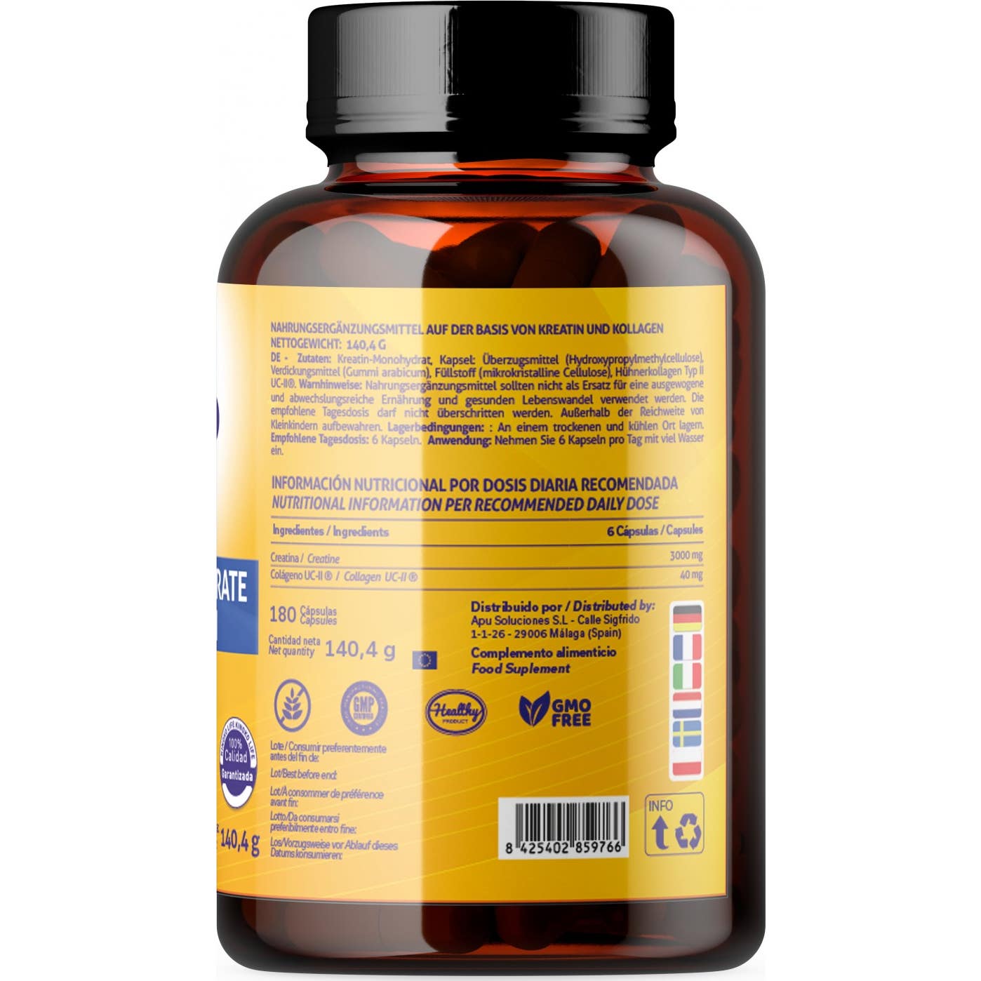 Kinoko Life Creatina Monohidratada 3000mg UC-II Colágeno 180caps