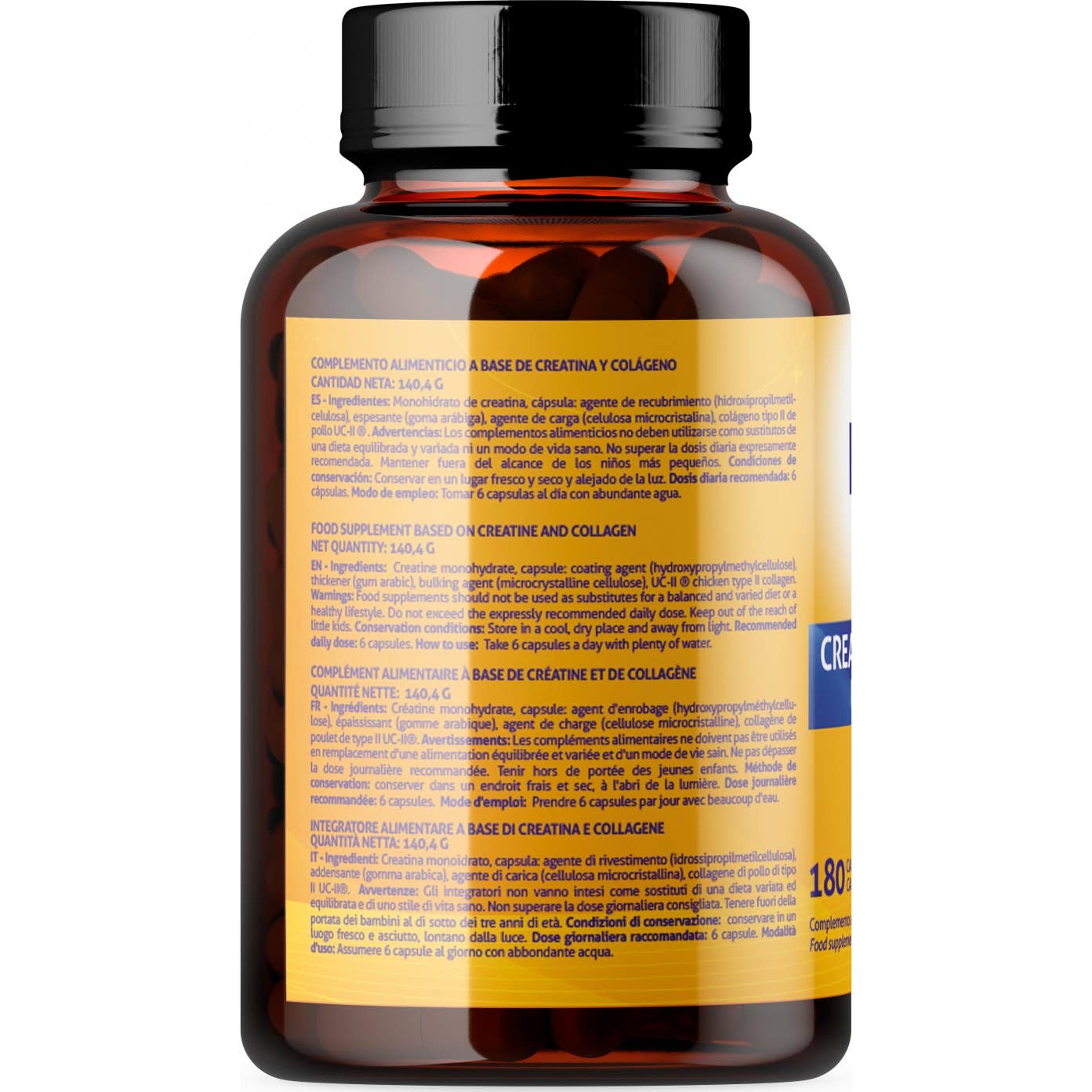 Kinoko Life Creatina Monohidratada 3000mg UC-II Colágeno 180caps