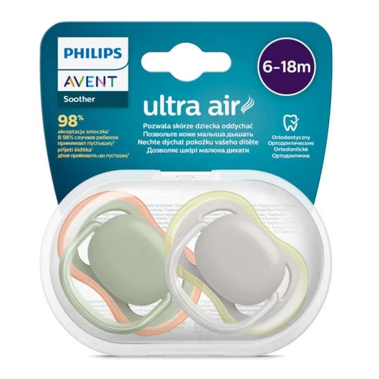 Philips Avent Chupete Ultra Air 6-18Meses Neutro 2uds