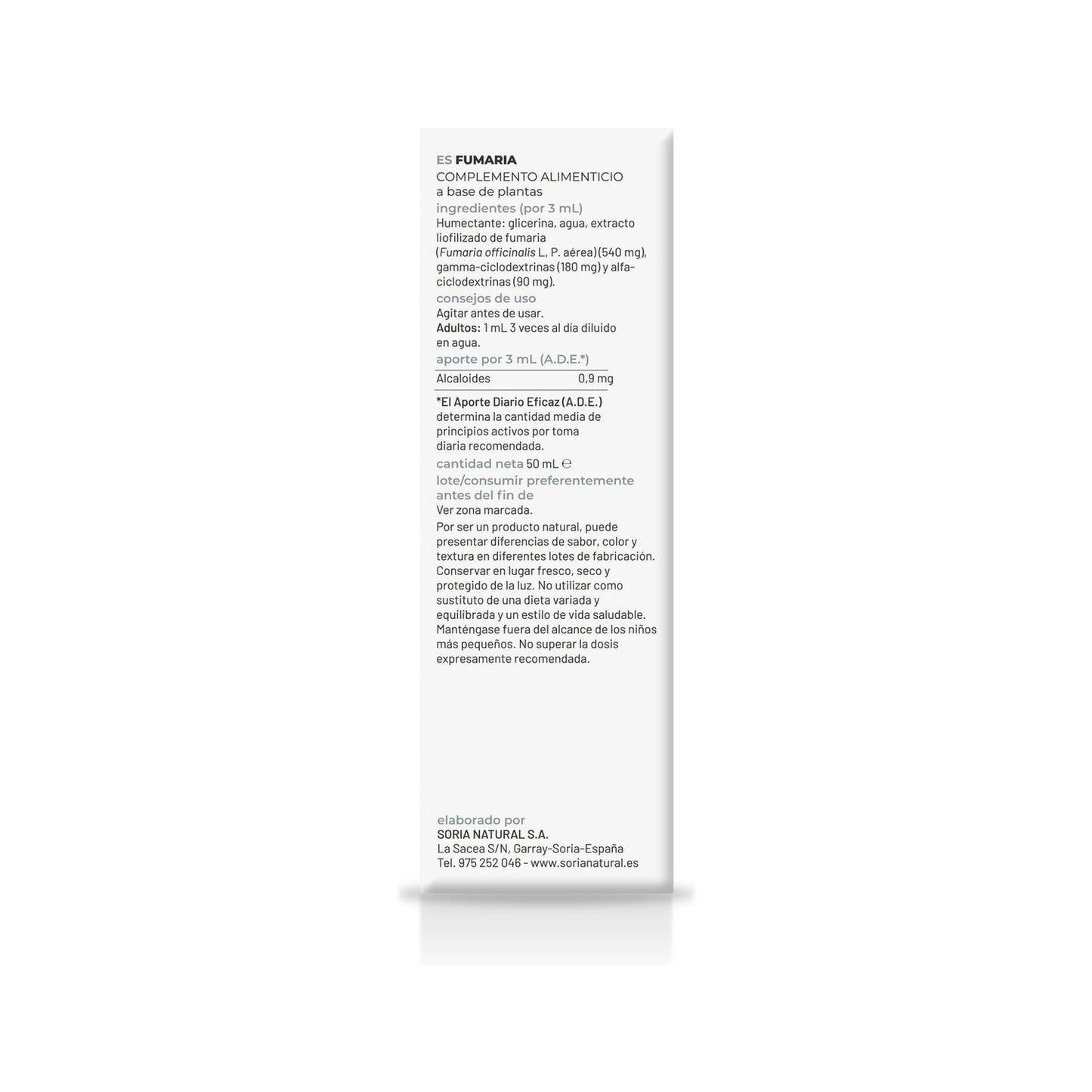 Extracto Fumaria Xxi 50 Ml Soria Natural