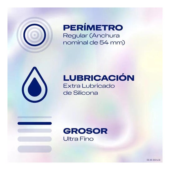 Durex Invisible Extra Lubricado Preservativos 12uds