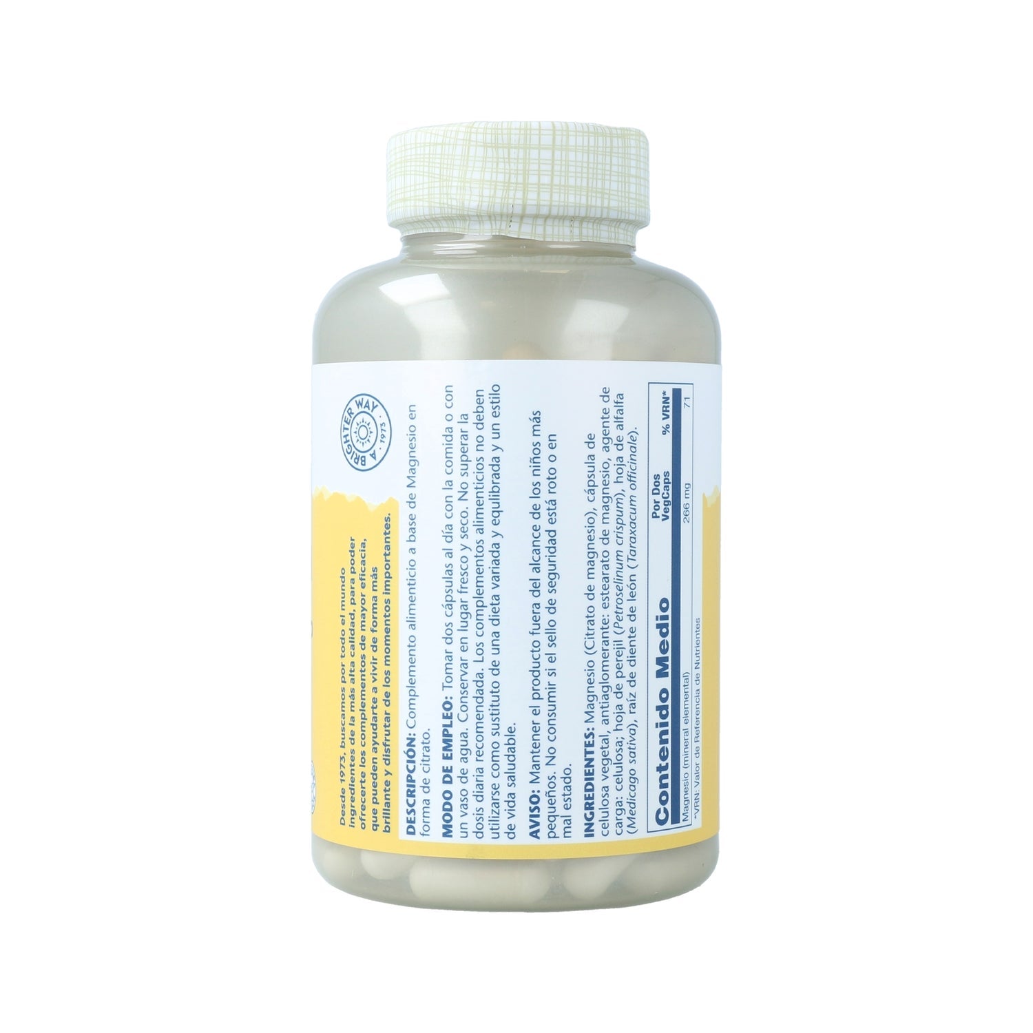Solaray Magnesium Citrato Quelado de Magnesio 180caps