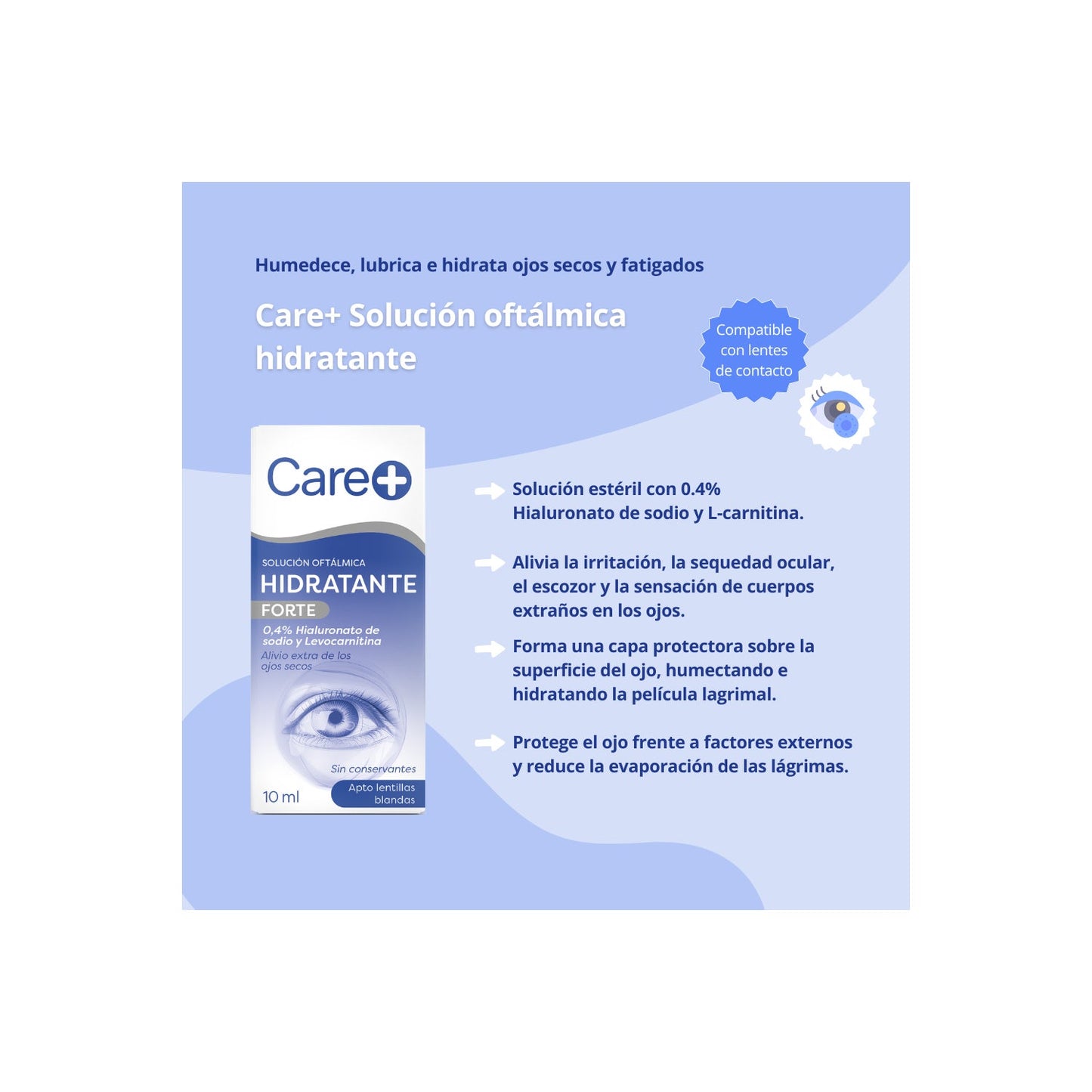 Care+ Solución Oftálmica Hidratante Forte 10ml