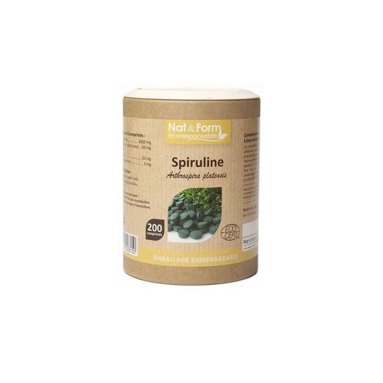 Nat & Form Spirulina Orgánica Vegana Tonus 200 Cápsulas
