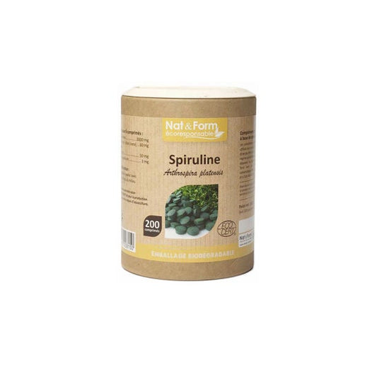Nat & Form Spirulina Orgánica Vegana Tonus 200 Cápsulas