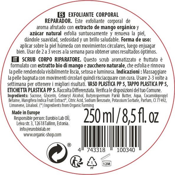 Organic Shop Exfoliante Corporal Mango de Kenia 250ml