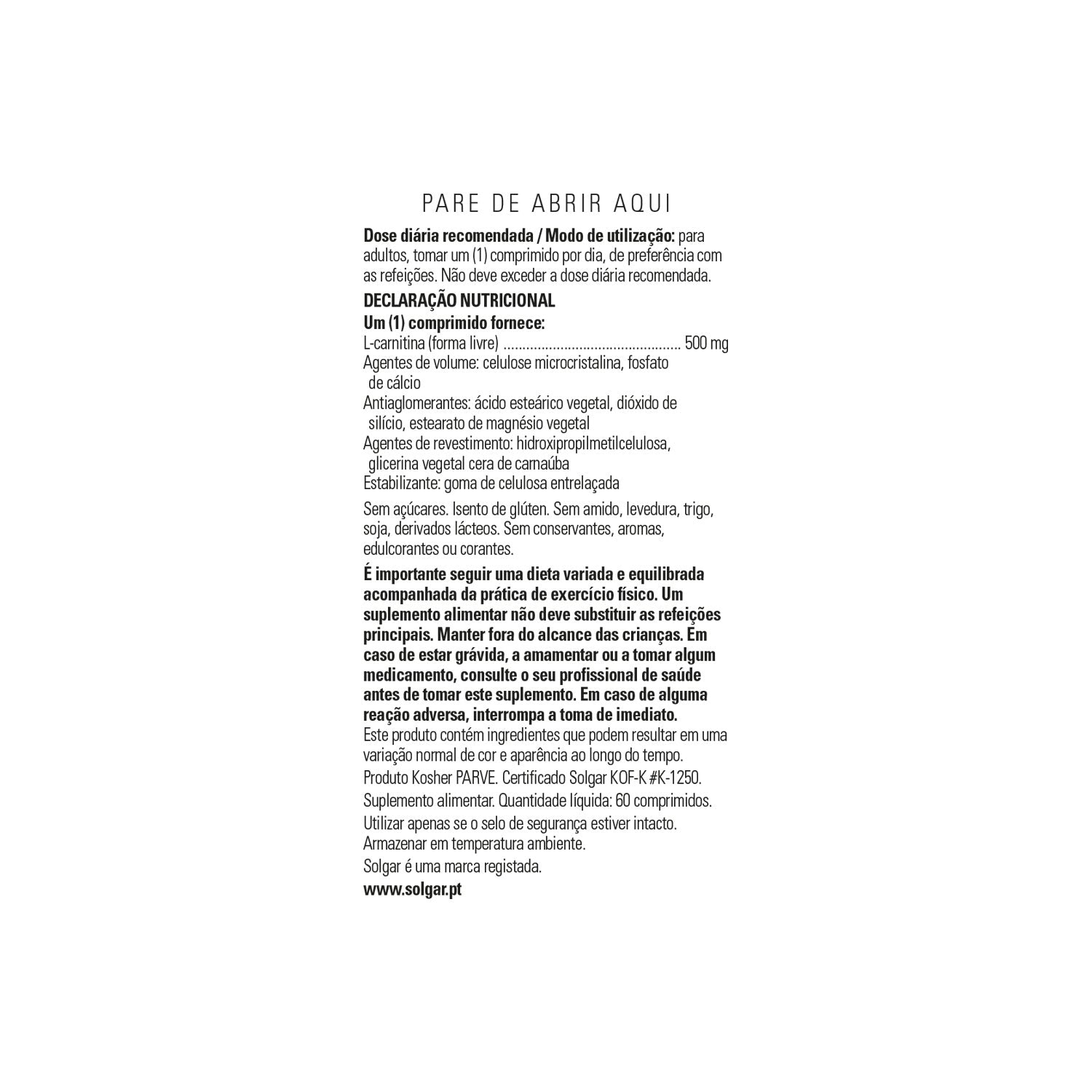 Solgar L-Carnitina 500mg 60comp