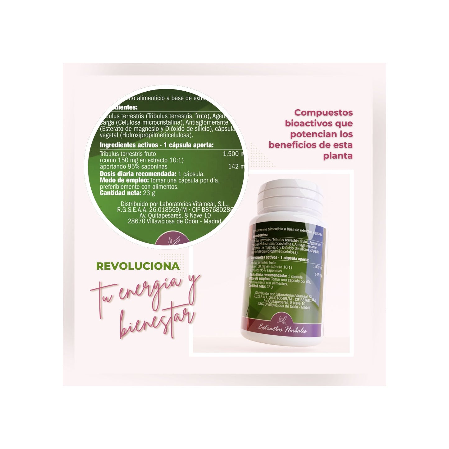 NaturBite Tribulus Terrestris 500mg 95% saponinas 60caps