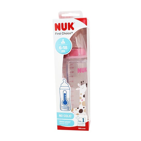 Nuk 6-18M Biberon First Choice+ Temperature Control Silicone Rosa 360ml