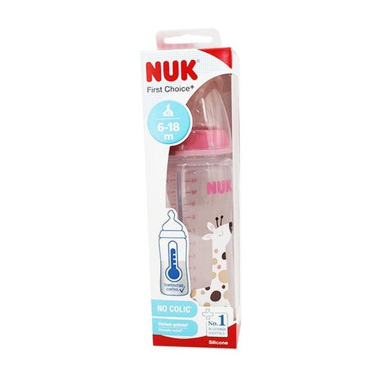 Nuk 6-18M Biberon First Choice+ Temperature Control Silicone Rosa 360ml
