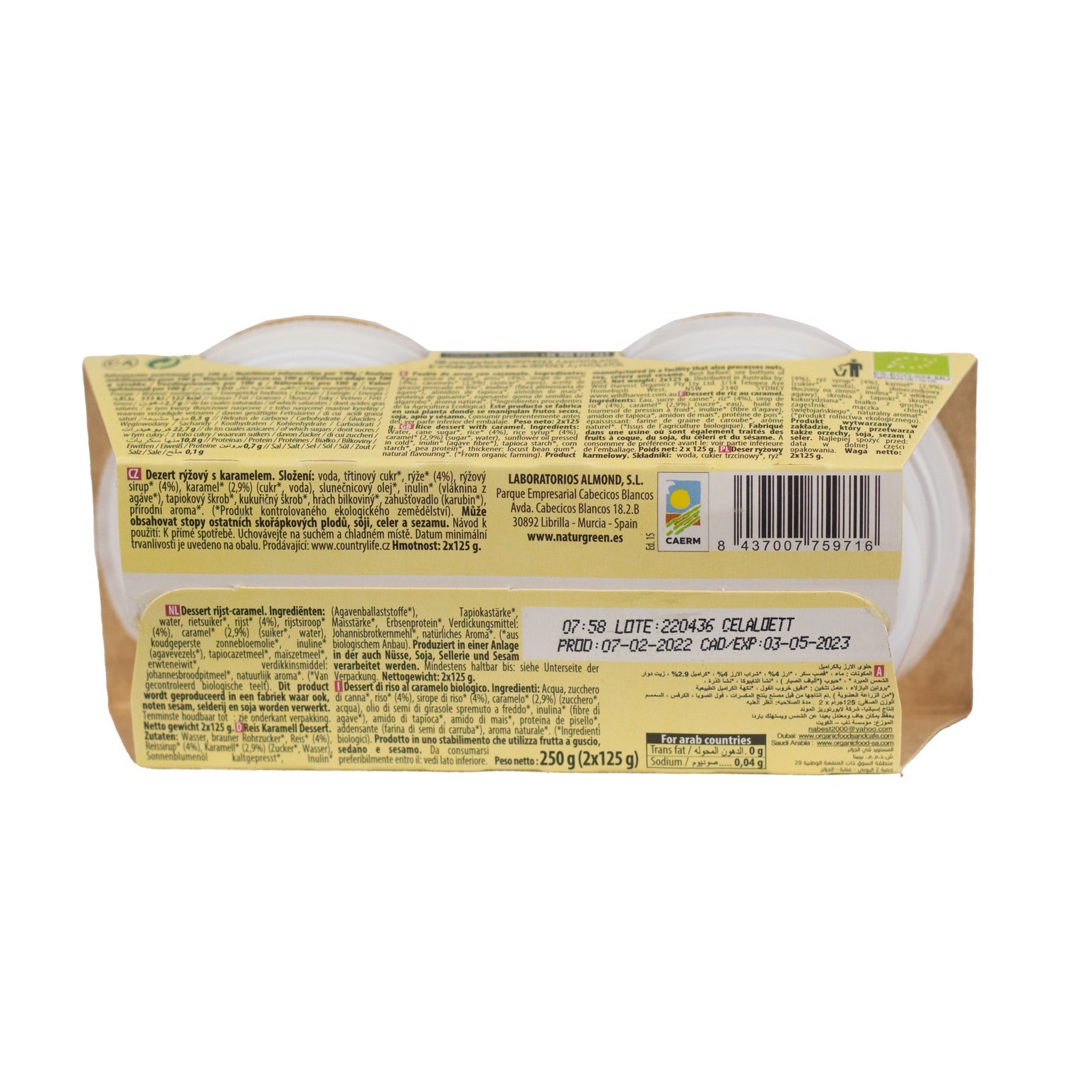 Naturgreen Postre Ecológico De Arroz Con Caramelo (2x125 G)