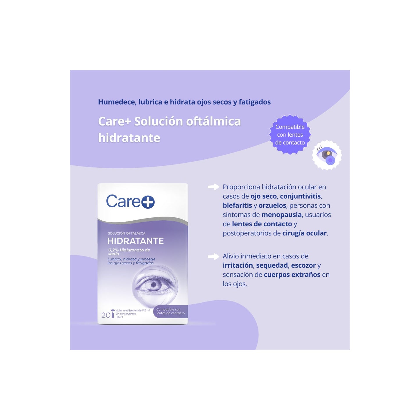 Care+ Solución Oftálmica Hidratante 20x0,5ml