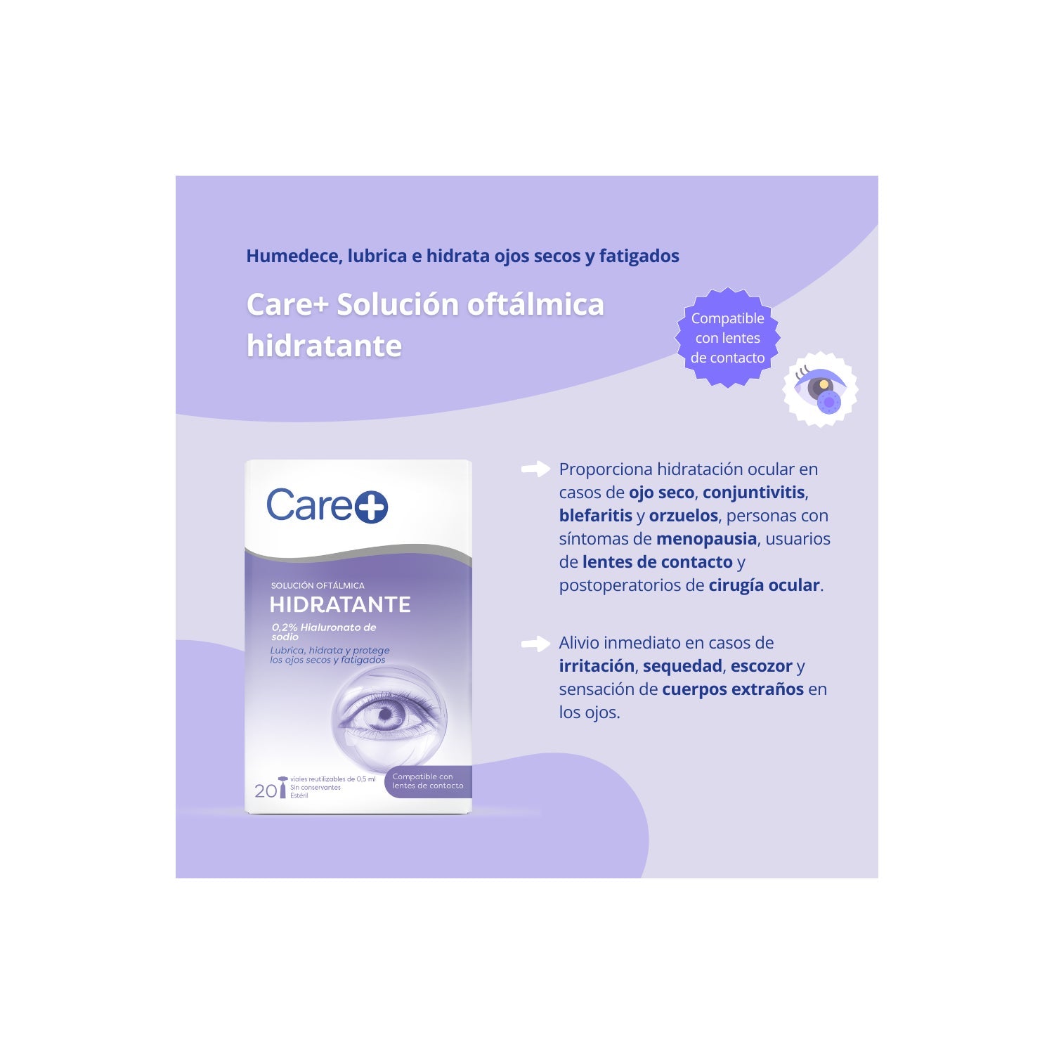 Care+ Solución Oftálmica Hidratante 20x0,5ml