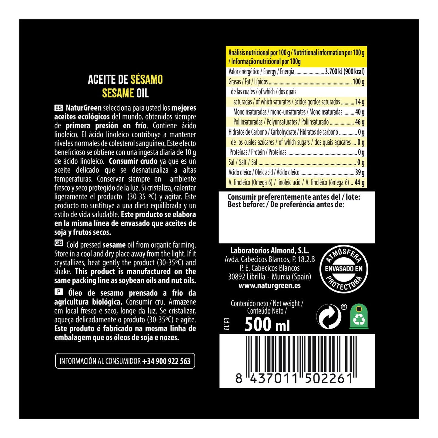Naturgreen Aceite Ecológico De Semillas De Calabaza 500ml