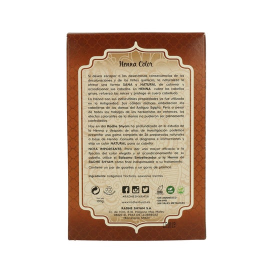 Radhe Shyam Henna Castaño Oscuro Prof Polvo 100gr