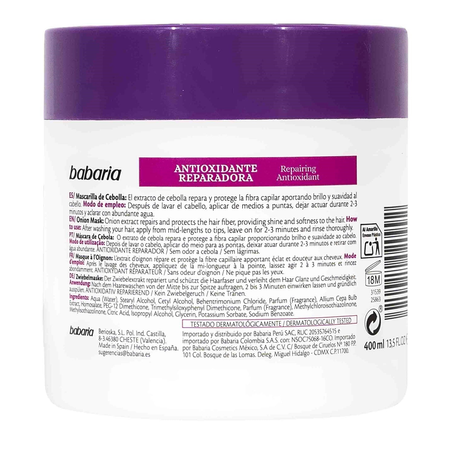 Babaria mascarilla capilar de cebolla 400ml